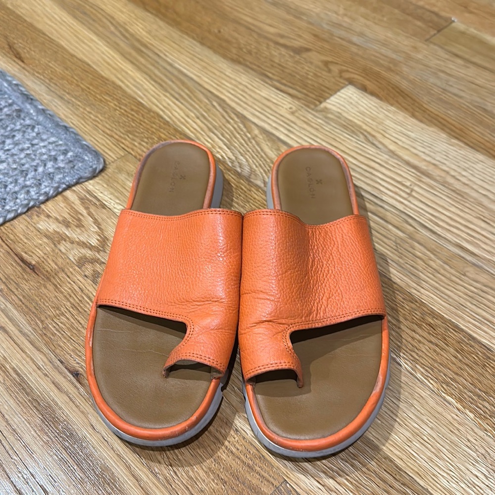 Caslon (Nordstrom) Orange Leather Slides